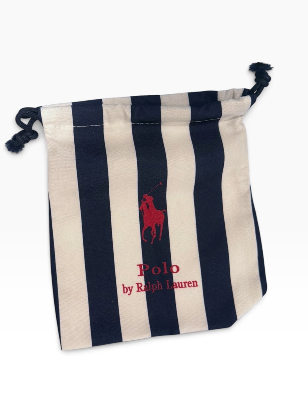 Polo by Ralph Lauren Navy, White & Red Striped Drawstring Pouch